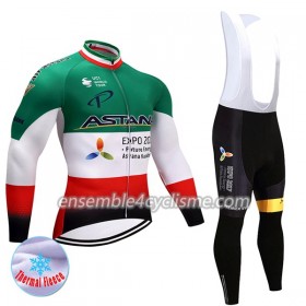 Tenue Maillot M/L + Collant à Bretelles 2017 Astana Pro Team Hiver Thermal Fleece N004